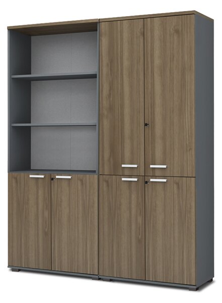 Venturo TopMebel меламинова офис библиотека с врати в антрацит - орех цвят 160x40x200cm