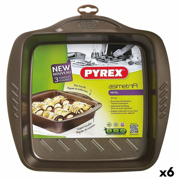 Форма за Печене Pyrex Asimetria Квадратек Черен Метал 24 x 24 cm (6 броя)