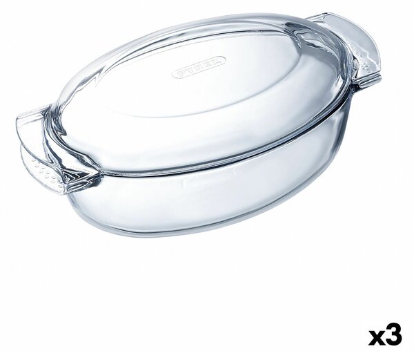 Ястие за печене Pyrex Classic С капак Овална 39 x 23 x 15 cm Прозрачен Cтъкло (3 броя)