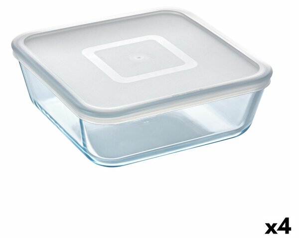 Квадратна Кутия за Обяд с Капак Pyrex Cook & Freeze 2 L 19 x 19 cm Прозрачен Силикон Cтъкло (4 броя)