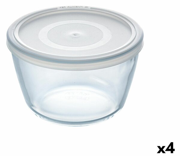 Кръгла Кутия за Обяд с Капак Pyrex Cook & Freeze 1,1 L 15 x 15 x 10 cm Прозрачен Силикон Cтъкло (4 броя)