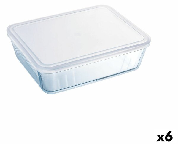 Правоъгълна Кутия за Обяд с Капак Pyrex Cook & Freeze 4,2 L 28 x 23 x 10 cm Прозрачен Силикон Cтъкло (3 броя)