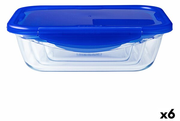 Херметическа Кутия за Обяд Pyrex Cook & Go 20,5 x 15,5 x 6 cm Син 800 ml Cтъкло (6 броя)