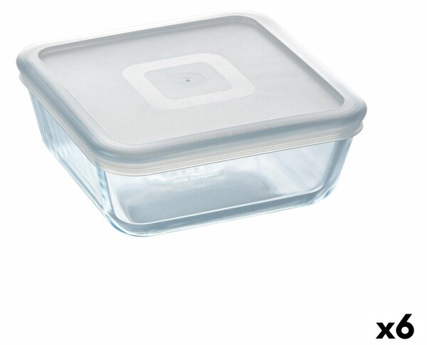 Квадратна Кутия за Обяд с Капак Pyrex Cook & Freeze 850 ml 14 x 14 cm Прозрачен Силикон Cтъкло (6 броя)