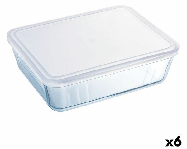 Правоъгълна Кутия за Обяд с Капак Pyrex Cook & Freeze 22,5 x 17,5 x 6,5 cm 1,5 L Прозрачен Силикон Cтъкло (6 броя)