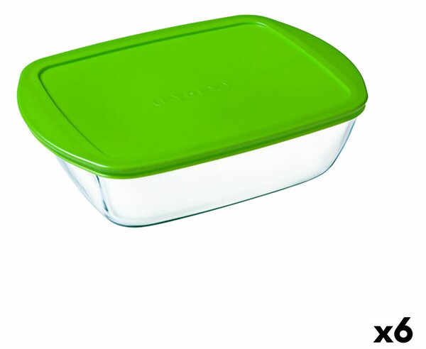 Правоъгълна Кутия за Обяд с Капак Pyrex Cook & Store Зелен 1,1 L 23 x 15 x 7 cm Силикон Cтъкло (6 броя)