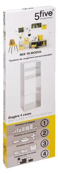 Рафт 5five Mix'n Modul, 2+2 отделения, MDF, 35x32x101 cm - Естествен