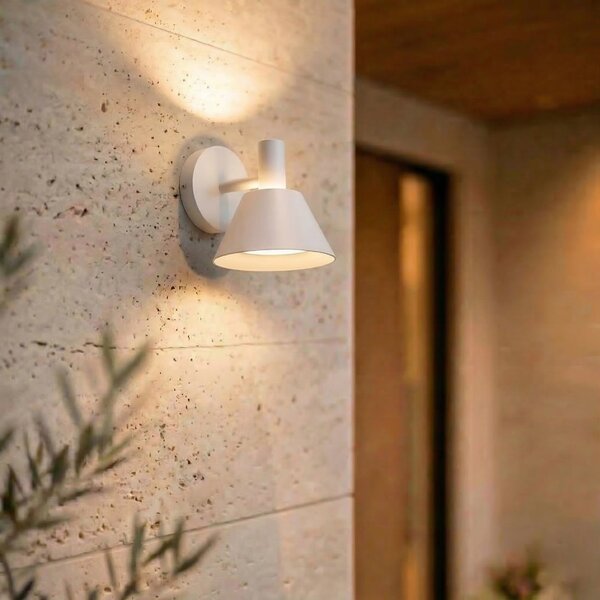 Lucande LED осветително тяло за външна стена Tabena, матово бяло, IP44, CCT, Бял, Алуминий, Модерен