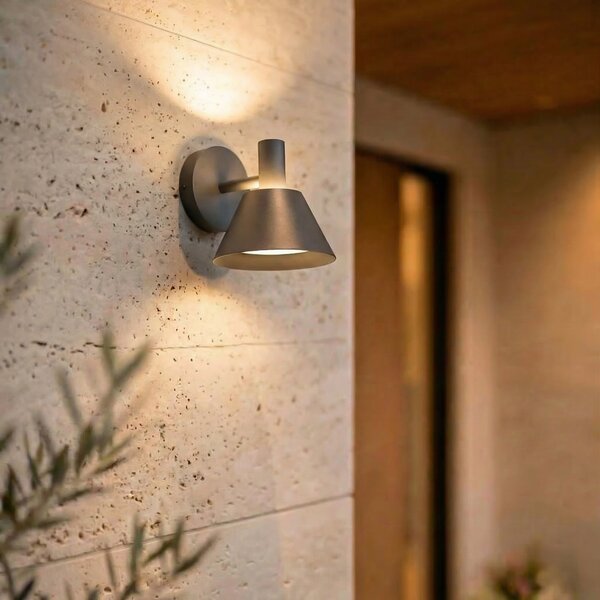 Lucande LED осветително тяло за външна стена Tabena, матово черно, IP44, CCT, Черен, Алуминий, Модерен
