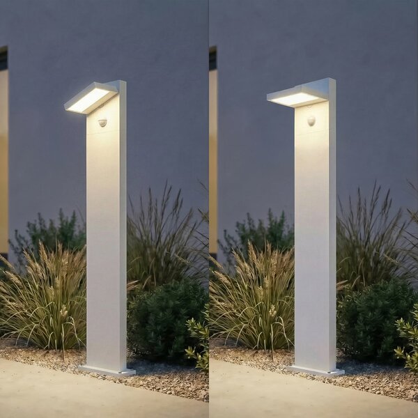 Lucande LED осветление за пътеки Silvan, бяло, 100 см, със сензор, IP54, Бял, Алуминий, Модерен