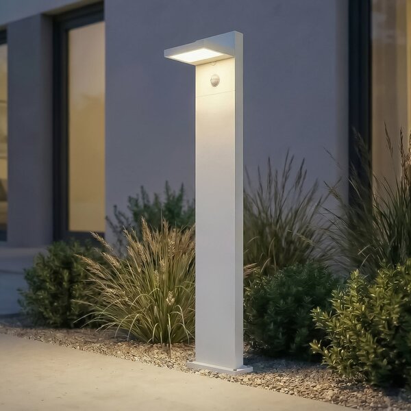 Lucande LED осветление за пътеки Silvan, бяло, 100 см, със сензор, IP54, Бял, Алуминий, Модерен
