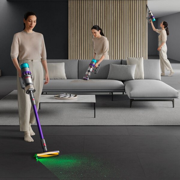 Вертикална прахосмукачка Dyson Gen5detect Absolute 446989-01, 280AW, 135000 об/мин, 0.75l, 70 мин, 3 режима, Никел/лилав