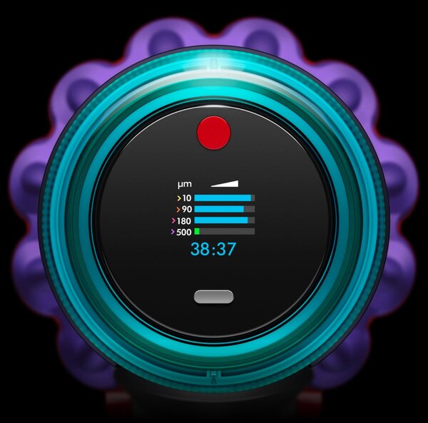 Вертикална прахосмукачка Dyson Gen5detect Absolute 446989-01, 280AW, 135000 об/мин, 0.75l, 70 мин, 3 режима, Никел/лилав