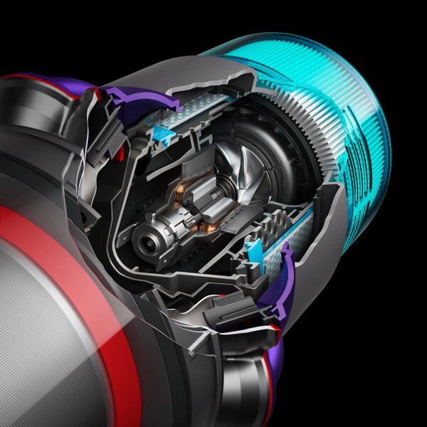 Вертикална прахосмукачка Dyson Gen5detect Absolute 446989-01, 280AW, 135000 об/мин, 0.75l, 70 мин, 3 режима, Никел/лилав