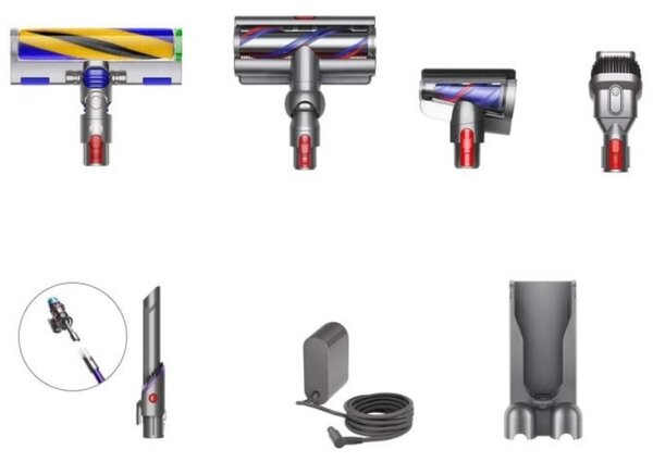 Вертикална прахосмукачка Dyson Gen5detect Absolute 446989-01, 280AW, 135000 об/мин, 0.75l, 70 мин, 3 режима, Никел/лилав