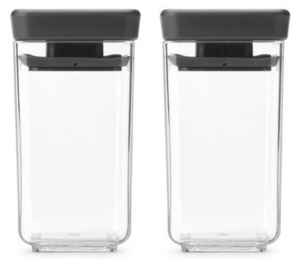 Комплект 2 бр. бурканчета за подправки Brabantia Tasty+ Stackable 1008883, 150 мл, Без BPA, Иновативни капачета, Прозрачен/тъмносив