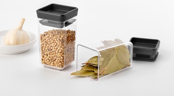 Комплект 2 бр. бурканчета за подправки Brabantia Tasty+ Stackable 1008883, 150 мл, Без BPA, Иновативни капачета, Прозрачен/тъмносив