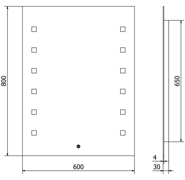 Mexen Ner осветено огледало за баня 60 x 80 см, LED 6000K, анти-конденз - 9809-060-080-611-00