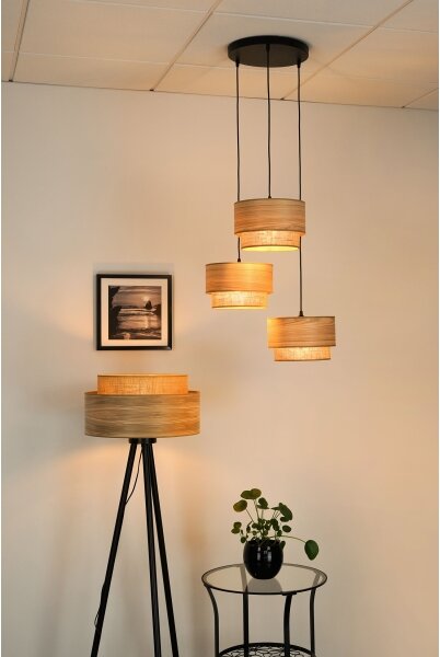 Brilagi - Полилей MONTANA BOHO 3xE27/15W/230V кафяв/черен