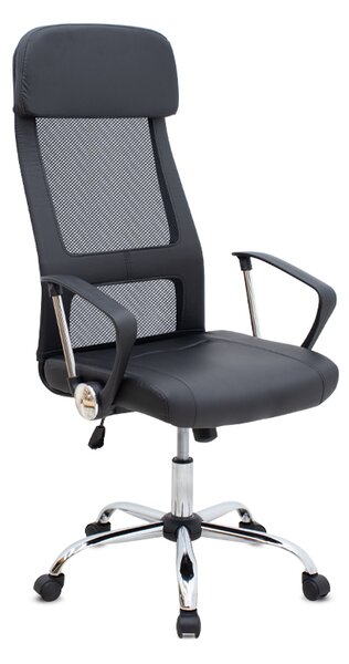 Офис стол Ovis TopMebel с PU и мрежеста материя в черен цвят 63x63x119/129cm