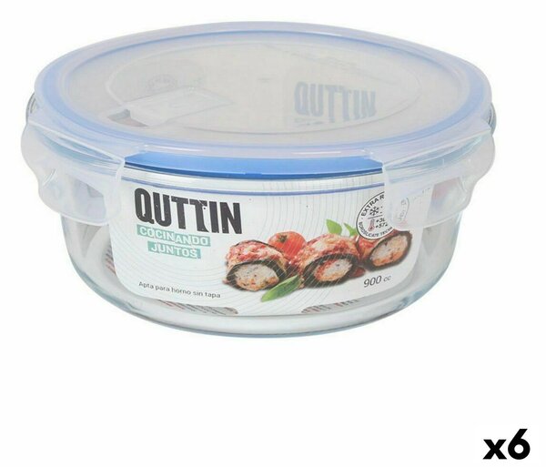 Херметическа Кутия за Обяд Quttin Кръгъл 900 ml (6 броя)