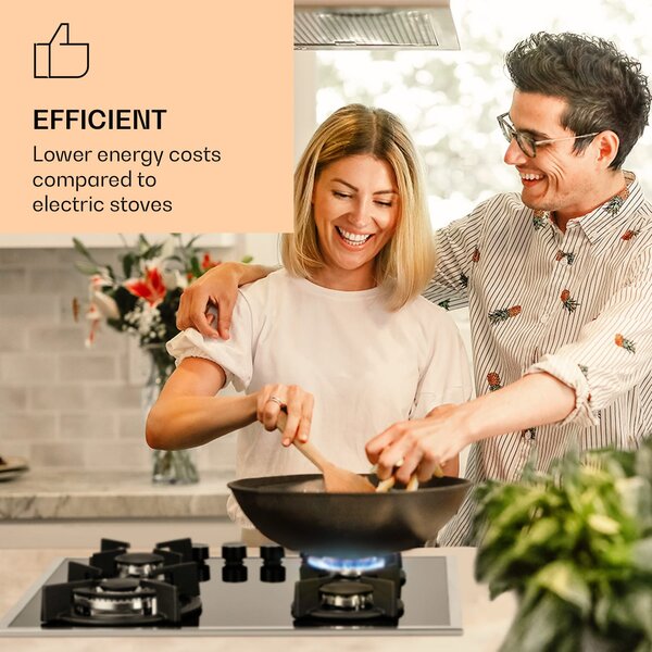 Klarstein Goldflame 4 Prime, газов котлон, 4 горелки, месингови горелки, стъклокерамика