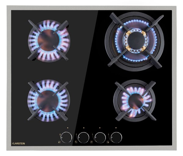 Klarstein Goldflame 4 Prime, газов котлон, 4 горелки, месингови горелки, стъклокерамика