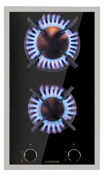 Klarstein Goldflame 2, газов котлон, 2 горелки, месингови горелки, стъклокерамика