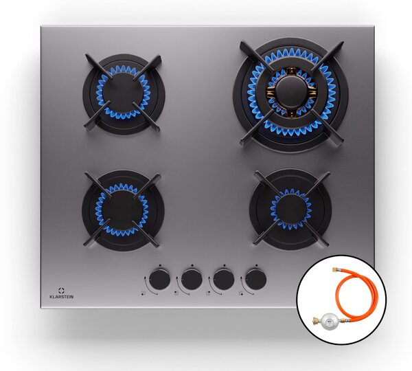 Klarstein Goldflame 4, газов котлон, 4 горелки, самостоятелен, природен газ/пропан, неръждаема стомана