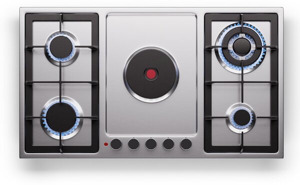 Klarstein MultiChef 5 Hot Plate, електрически и газов котлон, 5 зони за готвене, 4 горелки, 1 електрически котлона