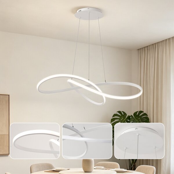Brilagi - Димируем LED полилей на кабел INFINITY LED/80W/230V 80x80 cm бял + дистанционно