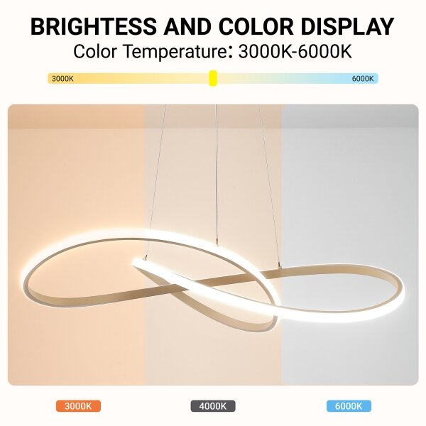 Brilagi - Димируема LED люстра с кабелно окачване INFINITY LED/80W/230V 80x80 cm бежова + дистанционно управление