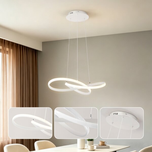 Brilagi - Димируема LED полилей на кабел INFINITY LED/55W/230V 50x50 cm бял + дистанционно управление
