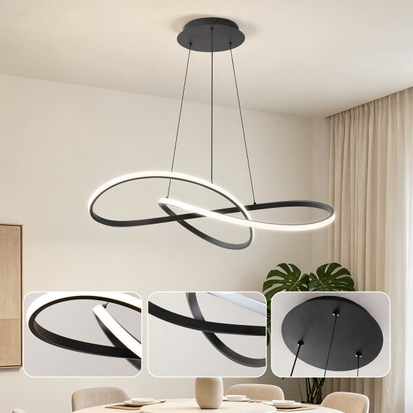 Brilagi - LED димируем полилей на кабел INFINITY LED/80W/230V 80x80 cm черен + ДУ