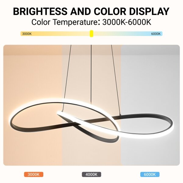Brilagi - LED димируем полилей на кабел INFINITY LED/80W/230V 80x80 cm черен + ДУ