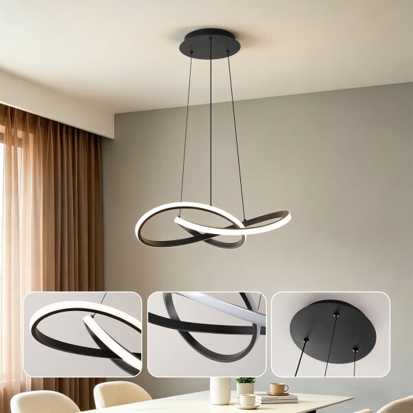 Brilagi - димируема LED полилей на кабел INFINITY LED/55W/230V 50x50 cm черен + дистанционно управление