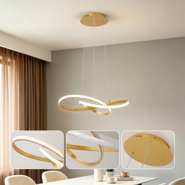 Brilagi - Димируема LED полилей на кабел INFINITY LED/55W/230V 50x50 cm златист + дистанционно управление