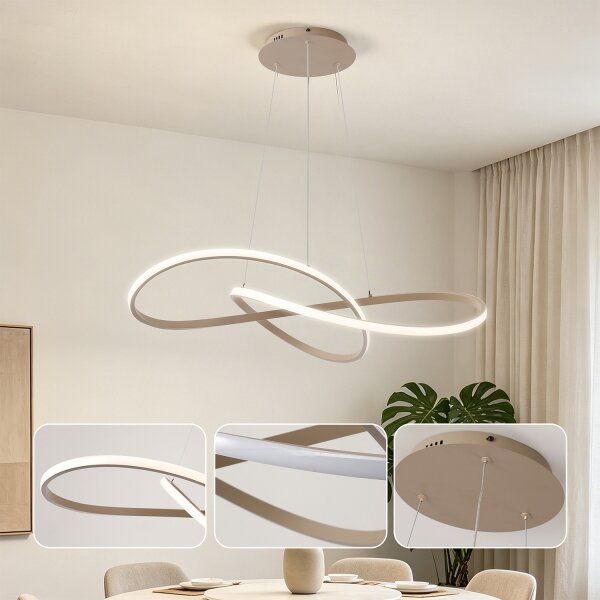 Brilagi - Димируема LED люстра с кабелно окачване INFINITY LED/80W/230V 80x80 cm бежова + дистанционно управление