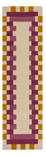 Жълто-розова ръчно изработена вълнена пътека 60x230 cm Kai Wool Border – Flair Rugs