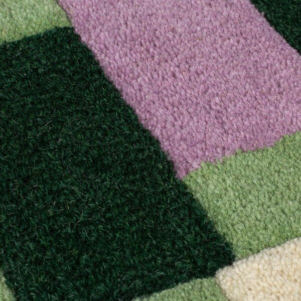 Зелено-лилава ръчно изработена вълнена пътека 60x230 cm Kai Wool Border – Flair Rugs