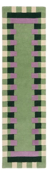 Зелено-лилава ръчно изработена вълнена пътека 60x230 cm Kai Wool Border – Flair Rugs