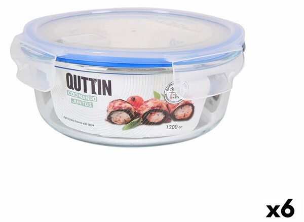 Херметическа Кутия за Обяд Quttin Кръгъл 1,3 L (6 броя)