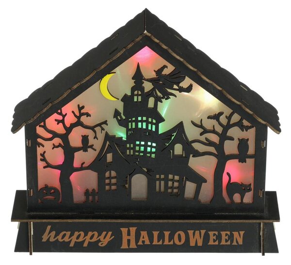 LED Декорация HALLOWEEN LED/2xAA/многоцветен къща с призраци