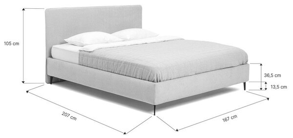 Сиво тапицирано двойно легло с включена подматрачна рамка 160x200 cm Noira Slim – Bonami Selection