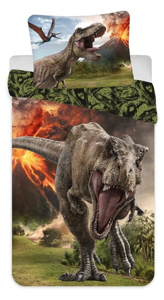 Единично памучно детско спално бельо 140x200 cm Jurassic World "Volcano" – Jerry Fabrics