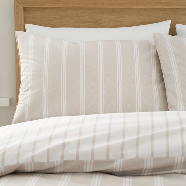 Бежово двойно удължено памучно спално бельо 230x220 cm Ashford Stripe – Bianca