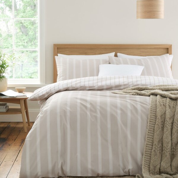 Бежово двойно удължено памучно спално бельо 230x220 cm Ashford Stripe – Bianca
