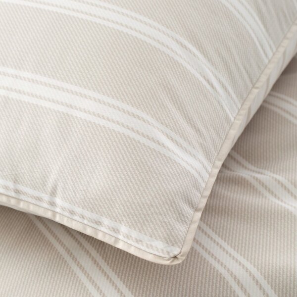 Бежово двойно удължено памучно спално бельо 230x220 cm Ashford Stripe – Bianca
