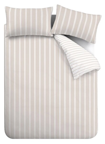 Бежово двойно удължено памучно спално бельо 230x220 cm Ashford Stripe – Bianca