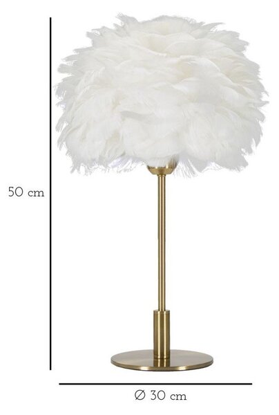 Бяла/златистa настолна лампа (височина 50 cm) Ball Feather – Mauro Ferretti